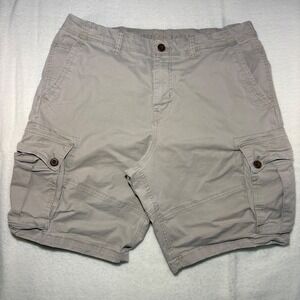 American Eagle Flex Cargo Shorts Mens 38 Khaki Tan Utility Stretch Cotton 10in